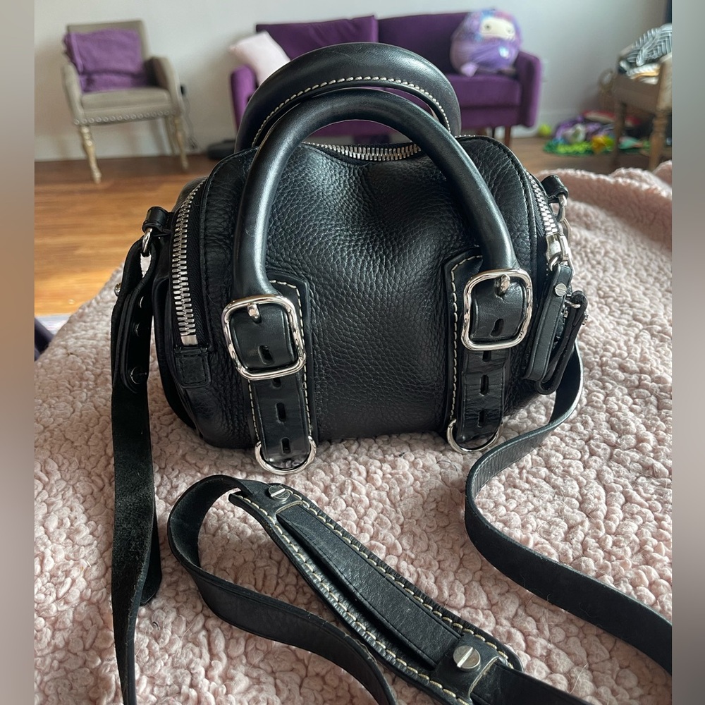 T by Alexander Wang Black Leather Satchel with Silver Hardware